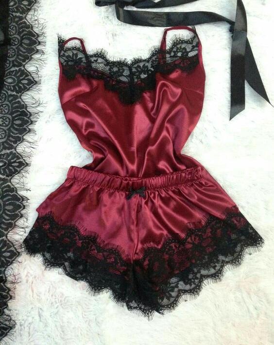 European and American foreign trade sex sensual pajama women's nightdress Amazon sexy home pajama lace two-piece set 01