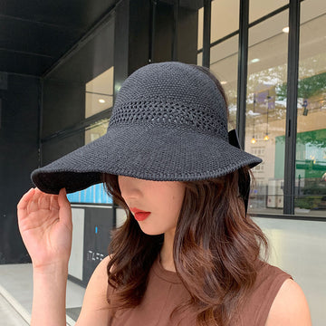 Grass hat female summer Korean version of sunscreen air top sun visor beach travel fisherman anti-covering face sun hat