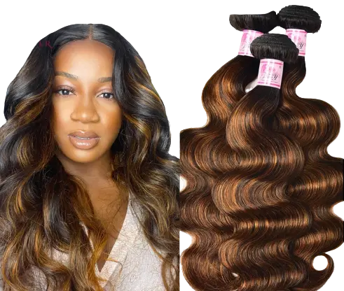 Highlight Colored Body Wave Human Hair Bundles Bianca Mila