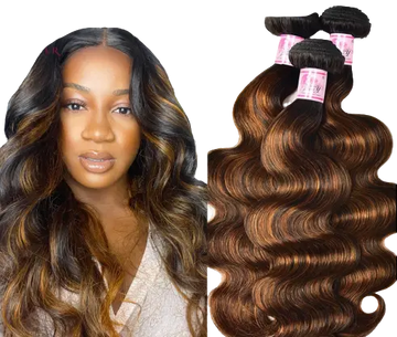 Highlight Colored Body Wave Human Hair Bundles