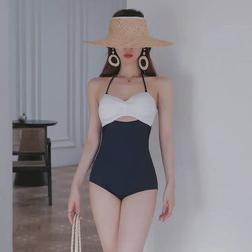 One Piece Bikini Swimwear High Waist Halter Swimsuit