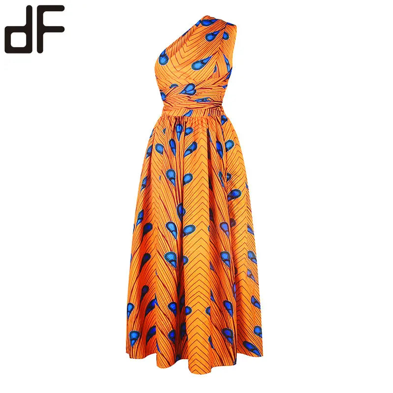 high quality wax java print ankara fabric african yellow batik print dress africa wax dress backless batik casual summer dress