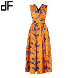 high quality wax java print ankara fabric african yellow batik print dress africa wax dress backless batik casual summer dress