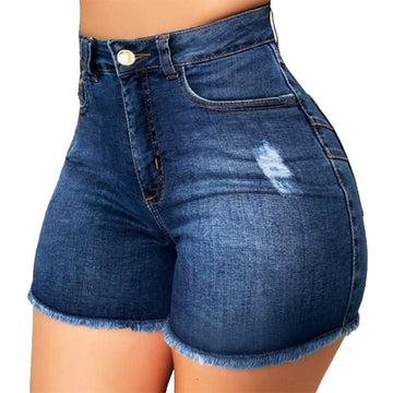 Classic Blue High-Rise Denim Shorts