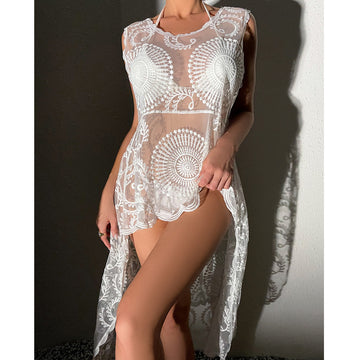 lace cover-up see-through beach dress