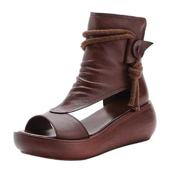 Leather  Wedges Sandals